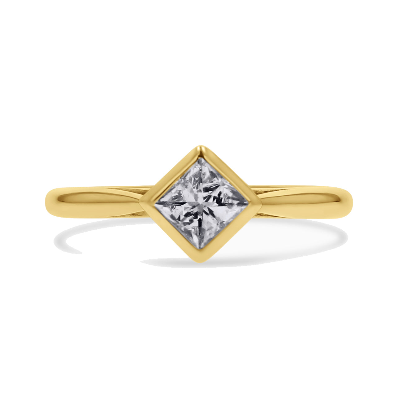 Princess Cut Diagonally-Set Bezel Engagement Ring – Skeie's Jewelers