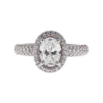 Pavé Oval-Cut Halo Engagement Ring