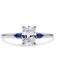 Three-Stone Oval and Sapphire Engagement Ring - Skeie's Jewelers