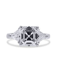 Platinum Square-Emerald Cut Three-Stone Diamond Engagement Ring - Skeie's Jewelers