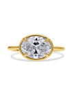 East-West Oval-Cut Diamond Bezel-Set Engagement Ring - Skeie's Jewelers