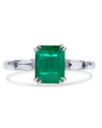 Three Stone Emerald Engagement Ring - Skeie's Jewelers