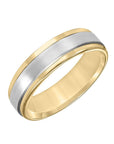 Two-Tone 14k Yellow & Brushed White Gold Wedding Band - Skeie's Jewelers