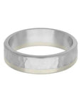 Platinum and White Gold Asymmetrical Hammered Finish Men's Band - Skeie's Jewelers