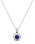 Simon G. Sapphire & Diamond Halo Necklace - Skeie's Jewelers