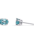 Blue Zircon Stud Earrings in White Gold - Skeie's Jewelers