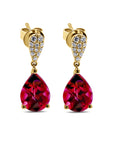 Rhodelite Garnet & Diamond Pave Set Dangle Earrings - Skeie's Jewelers