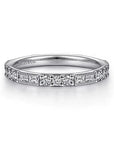 Gabriel & Co. White Gold Baguette and Round Diamond Stackable Ring - Skeie's Jewelers