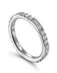 Gabriel & Co. White Gold Baguette and Round Diamond Stackable Ring - Skeie's Jewelers