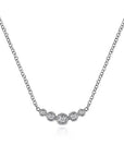 Gabriel & Co. White Gold Curved Diamond Bar Necklace - Skeie's Jewelers