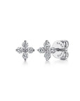 Gabriel & Co. 14K White Gold Diamond Stud Earrings Floral Design - Skeie's Jewelers