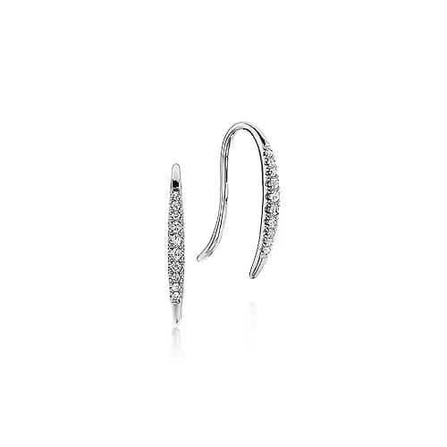 Gabriel & Co. White Gold Tapered Diamond Fish Wire Earrings