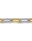 Gold and white gold diamond bracelet on a white background