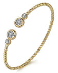 Gabriel & Co. White and Yellow Gold Diamond Bujukan Bangle - Skeie's Jewelers