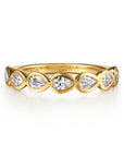 14K Yellow Gold Bezel Pear Shape 7 Stone Diamond Anniversary Band