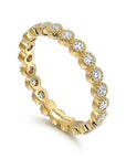 Gabriel & Co. Yellow Gold Diamond Bezel Setting Eternity Stackable Ladies Ring - Skeie's Jewelers