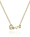 Gabriel & Co. 14k Yellow Gold Diamond Love Pendant Necklace - Skeie's Jewelers