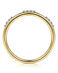 Gold ring with diamonds on a white background side view -2