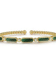 Gabriel & Co. Yellow Gold Diamond and Malachite Bujukan Bangle - Skeie's Jewelers