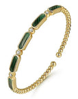 Gabriel & Co. Yellow Gold Diamond and Malachite Bujukan Bangle - Skeie's Jewelers