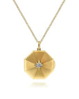 Gabriel & Co. 14k Yellow Gold Octagonal Diamond Star Locket Necklace