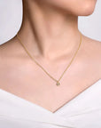 Gabriel & Co. 14K Yellow Gold Round Diamond Pendant Necklace - Skeie's Jewelers