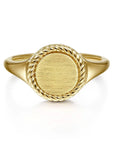 Yellow Gold Rope Twist Signet Ring - Skeie's Jewelers