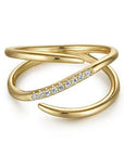 Gabriel & Co. Yellow Gold Split Shank Pave Diamond Wrap Ring - Skeie's Jewelers