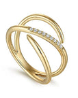 Gabriel & Co. Yellow Gold Split Shank Pave Diamond Wrap Ring - Skeie's Jewelers