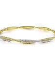 Gabriel & Co. Yellow Gold Twisted Rope and Diamond Bangle - Skeie's Jewelers