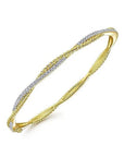 Gabriel & Co. Yellow Gold Twisted Rope and Diamond Bangle - Skeie's Jewelers