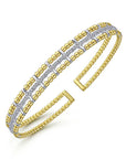 Gabriel & Co. Yellow and White Gold Bujukan Diamond Cuff - Skeie's Jewelers