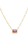 Goshwara Emerald Cut Gemstone Bezel Pendant Necklace - Skeie's Jewelers