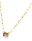 Goshwara Emerald Cut Gemstone Bezel Pendant Necklace - Skeie's Jewelers