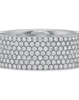 A Precision Set 7-row diamond statement band in 18K white gold, encrusted with seven flush rows of pave-set round brilliant diamonds totaling 1.65 carats.