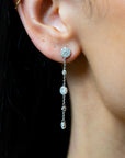 Jye's 18k White Gold Diamond Halo Chain Drop Earrings