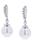 Pave Diamond Pearl Dangle Earrings - Skeie's Jewelers