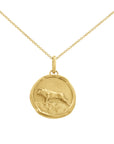 14k gold bull medallion pendant necklace