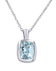 Elongated Cushion-Cut Aquamarine Bezel Pendant - Skeie's Jewelers