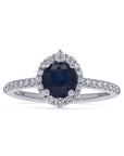 Sapphire and Diamond Halo Engagement Ring - Skeie's Jewelers