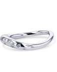 Silver ring with small diamonds on a white background side view
