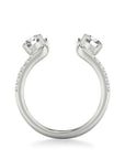 White Gold ring with two prominent gemstones on a white background