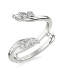 white gold ring with diamond accents on a white background