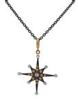 Lika Behar Oxidized Sterling Silver & Yellow Gold Starburst Pendant Necklace - Skeie's Jewelers