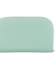 Light green pouch with a zipper on a white background
