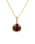 Pear-Cut Garnet Bezel-Set Pendant with Diamonds - Skeie's Jewelers