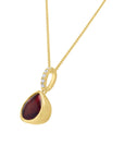 Pear-Cut Garnet Bezel-Set Pendant with Diamonds - Skeie's Jewelers