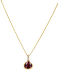 Pear-Cut Garnet Bezel-Set Pendant with Diamonds - Skeie's Jewelers