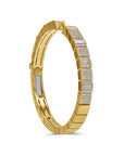 Roberto Coin Yellow Gold Oblesco Baguette and Pave Diamond Cuff Bracelet - Skeie's Jewelers