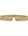 Roberto Coin Yellow Gold Oblesco Baguette and Pave Diamond Cuff Bracelet - Skeie's Jewelers